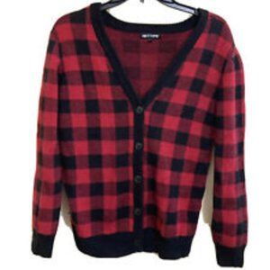ISO Hot Topic Buffalo Plaid Cardigan Sweater Red Black
